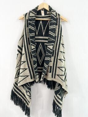 Truluv Aztec Western Knit Fringe Cardigan Vest sz Girls 12 Boho Southwestern